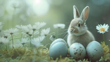 ai généré une charmant et imaginatif photo avec Pâques des œufs