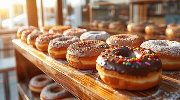 ai généré Chocolat glaçage Donut Contexte photo