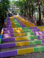 coloré escaliers et des arbres photo