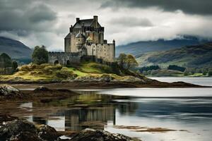 ai généré majestueux Écossais Écossais château. produire ai photo