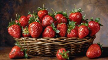 ai généré des fraises dans une panier photo