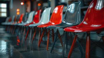 ai généré rangée de chaises dans une ligne photo