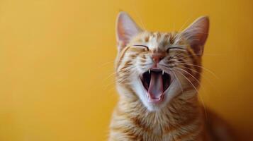 ai généré une chat bâillement avec ses bouche large ouvert photo