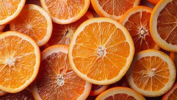 ai généré juteux Orange tranches Contexte. Frais agrumes fruit texture photo