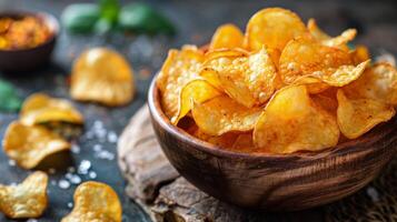 ai généré bol de Patate frites avec ketchup photo