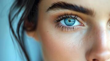 ai généré les femmes bleu œil avec longue cils photo