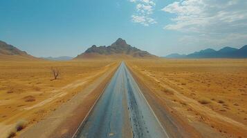 ai généré éloigné saleté route qui passe par ouvert pays photo