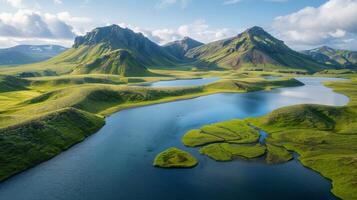 ai généré majestueux Montagne Lac photo