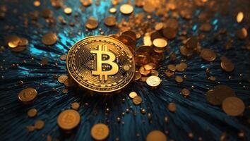 ai généré bitcoin crypto-monnaie numérique argent d'or pièce de monnaie La technologie concept crypto-monnaie bitcoin photo