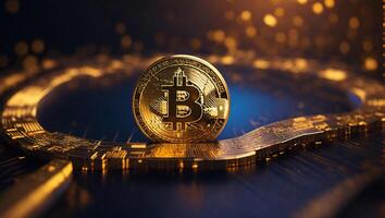 ai généré bitcoin crypto-monnaie numérique argent d'or pièce de monnaie La technologie et affaires concept crypto-monnaie bitcoin photo