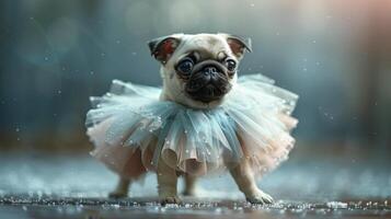 ai généré petit carlin chien dans tutu photo