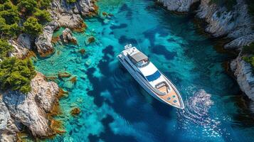 ai généré bateau flottant sur l'eau photo