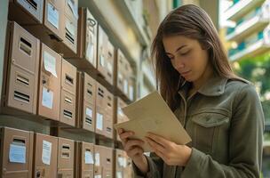 ai généré une femme lit une lettre photo