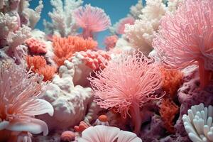 ai généré corail récif fond d'écran, mer fleur coloré corail récif photo