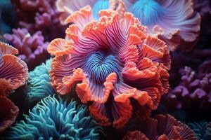 ai généré corail récif fond d'écran, mer fleur coloré corail récif photo