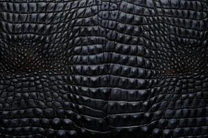 ai généré crocodile noir cuir texture arrière-plan, crocodile noir cuir arrière-plan, cuir texture, crocodile cuir 3d texture, crocodile peau texture, ai génératif photo