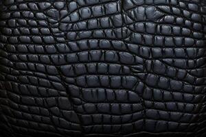 ai généré crocodile noir cuir texture arrière-plan, crocodile noir cuir arrière-plan, cuir texture, crocodile cuir 3d texture, crocodile peau texture, ai génératif photo