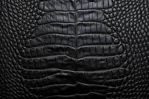 ai généré crocodile noir cuir texture arrière-plan, crocodile noir cuir arrière-plan, cuir texture, crocodile cuir 3d texture, crocodile peau texture, ai génératif photo