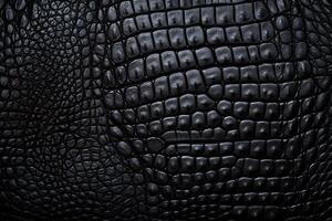 ai généré crocodile noir cuir texture arrière-plan, crocodile noir cuir arrière-plan, cuir texture, crocodile cuir 3d texture, crocodile peau texture, ai génératif photo