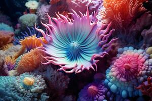 ai généré corail récif fond d'écran, mer fleur coloré corail récif photo