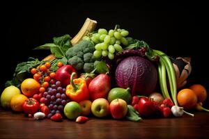 ai généré une sélection de des fruits et des légumes connu pour justificatif sexuel santé et vitalité. génératif ai photo