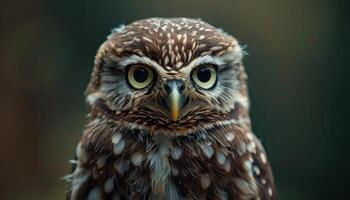 ai généré intense regard de une peu hibou photo