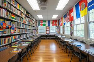 ai généré une salle de cours transformé dans une global village photo