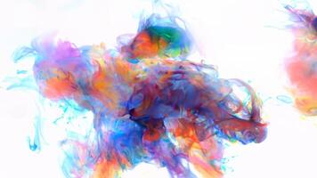 vibrant abstrait, coloré peindre gouttelettes dans aqueux solution. photo