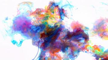 vibrant abstrait, coloré peindre gouttelettes dans aqueux solution. photo
