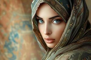 ai généré magnifique arabe femme. produire ai photo
