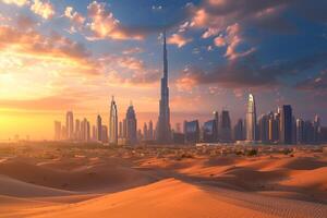 ai généré le captivant ville horizon de Dubai photo
