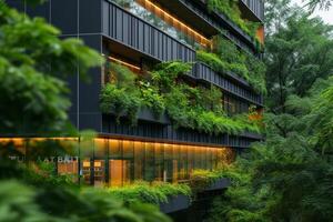 ai généré Bureau parc avec modulaire vert façades photo