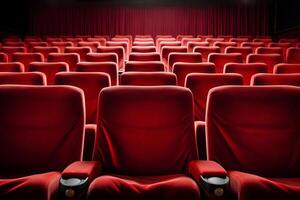 ai généré rouge velours théâtre des places dans un salle. génératif ai photo