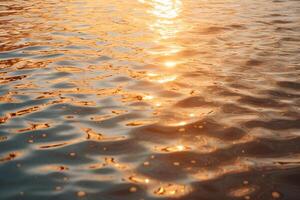 ai généré le pétillant surface de une calme rivière à le coucher du soleil. génératif ai photo