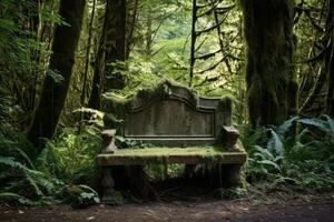 ai généré rustique banc niché une façon dans une silencieux forêt coin. génératif ai photo