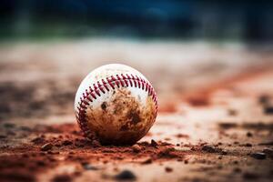 ai généré une base-ball vu dans fermer comme il feuilles le chauve souris. génératif ai photo