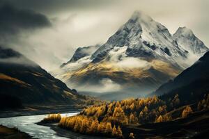 ai généré le admiration inspirant beauté de une Montagne intervalle dans l'automne. génératif ai photo