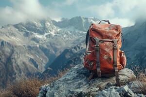 ai généré durable Montagne sac à dos. produire ai photo