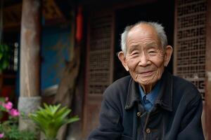ai généré asiatique aîné personne. produire ai photo