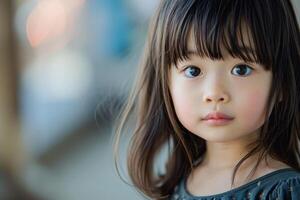 ai généré content asiatique mignonne enfant. produire ai photo