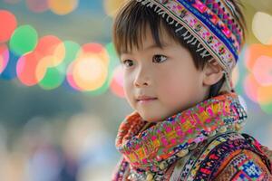 ai généré souriant asiatique mignonne enfant. produire ai photo