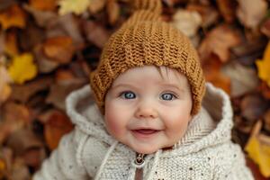 ai généré bébé l'automne chandail. produire ai photo