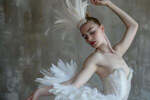 ai généré ballet Danseur comme le cygne tenue. produire ai photo