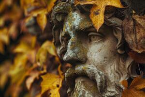 ai généré ancien statue feuilles. produire ai photo