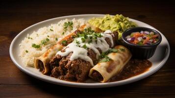 ai généré graisseux et savoureux du boeuf enchiladas. génératif ai photo