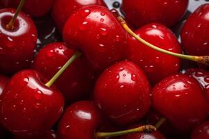 ai généré une fermer de mûr, rouge cerises. génératif ai photo