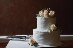 une magnifique mariage gâteau détail. photo