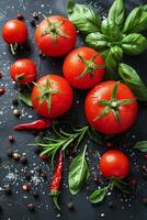 ai généré blanc bol rempli avec rouge tomates photo