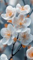 ai généré proche en haut de fleur épanouissement sur arbre photo