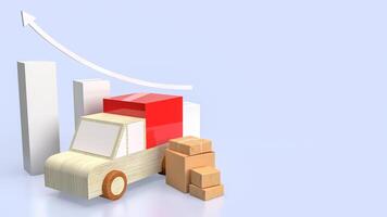 le papier boîte et van un camion pour livraison concept 3d le rendu. photo